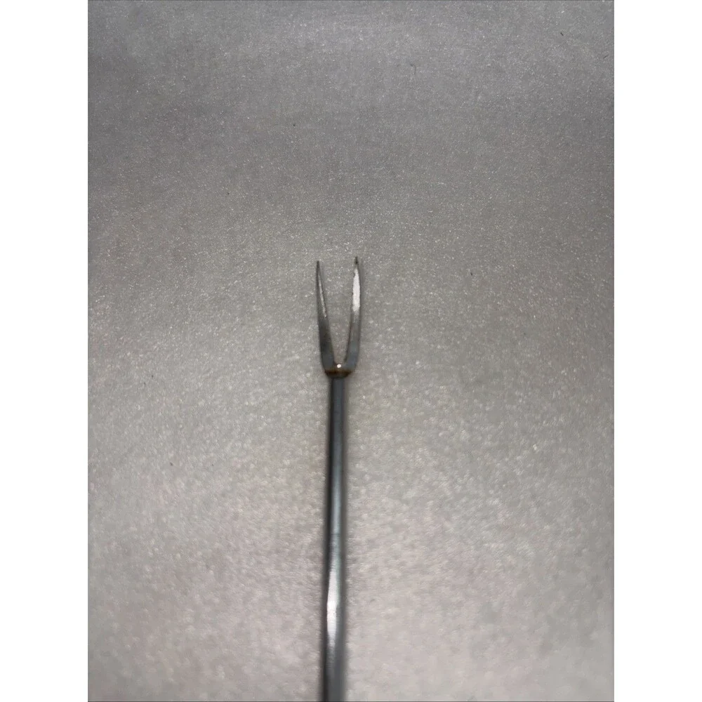 Mid Century Modern 2 Prong Thin Long Fork, With Wood Handle, Unmarked